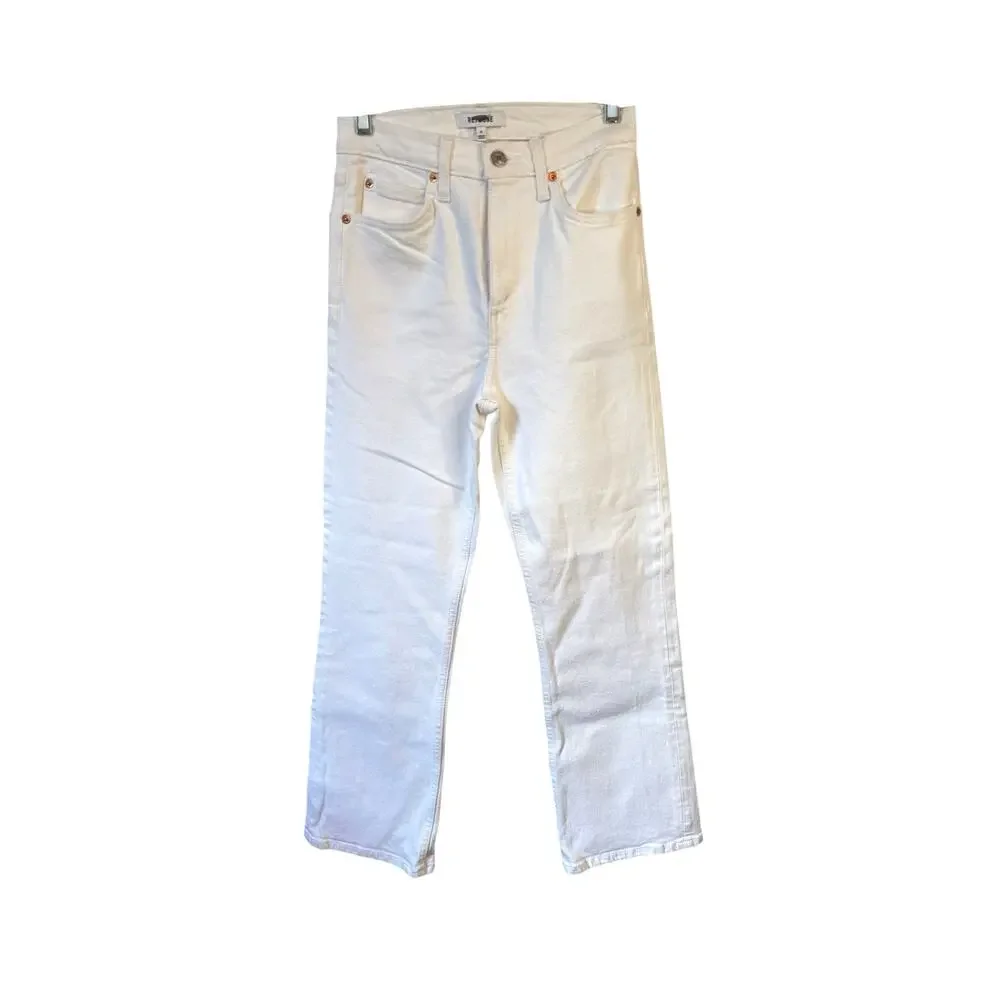 RE/DONE NWT 70s Crop Boot Jeans White Denim Size 31 High Rise Recycled Levi’s